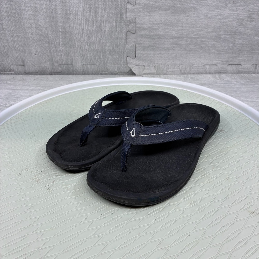 OluKai Ohana Flip Flop Sandals Women's 7 Navy Blue Beach Comfort 20110-4848